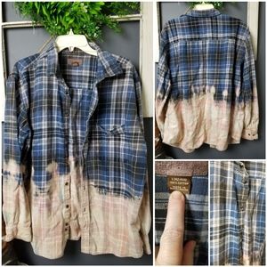 Hand-bleached mens fit flannel